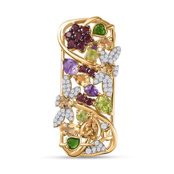 GP Italienische Garten Kollektion - Mehrfarbiger Edelstein Anh&auml;nger, 925 Silber Zweifarbige Beschichtung ca. 3.42 ct