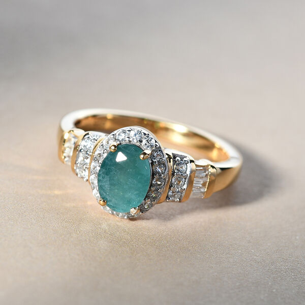 Grandidierit und Zirkon Ring 925 Silber vergoldet  ca. 1,21 ct image number 2