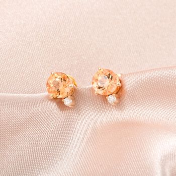 LUXORO zertifizierte und gepr&uuml;fte AAA kaiserliche Topas und I2 Diamant Ohrringe in 417 Gold - 1,2 ct.