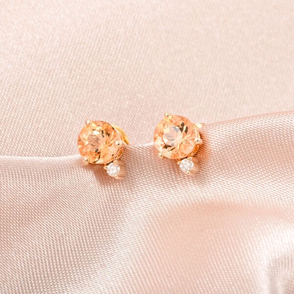 LUXORO zertifizierte und gepr&uuml;fte AAA kaiserliche Topas und I2 Diamant Ohrringe in 417 Gold - 1,2 ct.