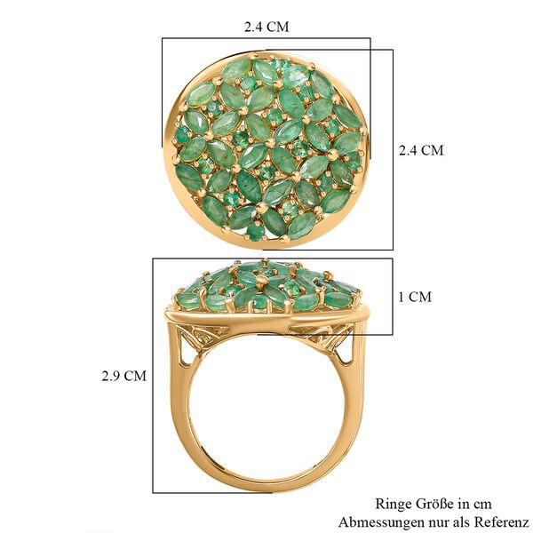 Kagem Sambischer Smaragd Ring, 925 Silber 750 Gelbgold Vermeil (Gr&ouml;&szlig;e 19.00) ca. 2.83 ct image number 7