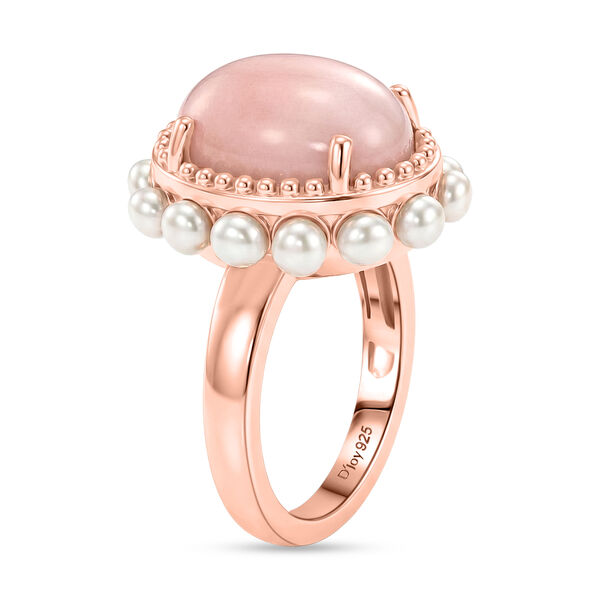 D'Joy Rosa Opal, S&uuml;&szlig;wasser Perle (3mm) Ring 925 Silber 750 Ros&eacute;gold Vermeil (Gr&ouml;&szlig;e 20.00) image number 4