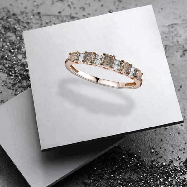 Natürlicher Champagner und weißer Diamant-Ring - 0,75 ct. image number 1