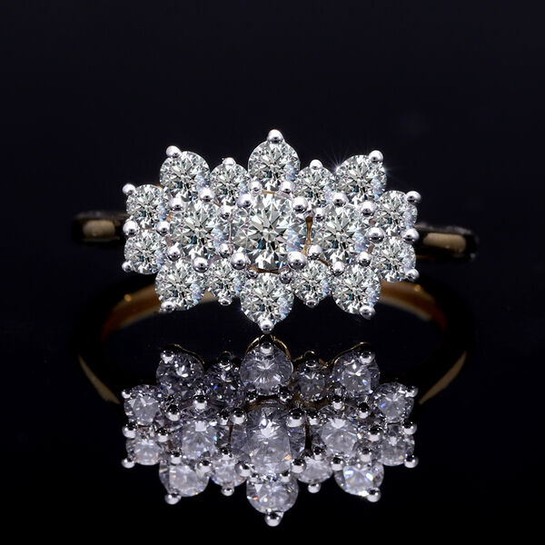 LUXURIANT SGL zertifizierter VS-EF Labor Diamant Ring, 925 Silber 750 Gelbgold Vermeil - 1 ct. image number 9