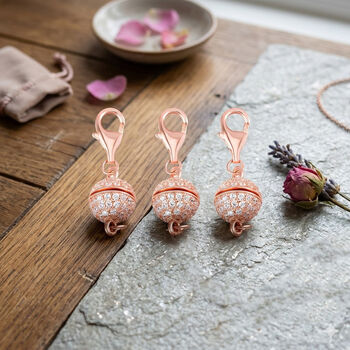 TOUCH und LOCK 3er-Set- Zirkonia Magnetverschluss in ros&eacute;vergoldetem Silber