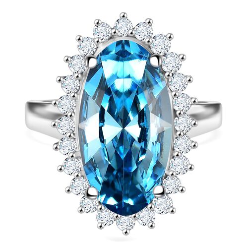 J Francis gefertigt mit SWAROVSKI- Aquamarin und weißer Swarovski Kristall Ring image number 0
