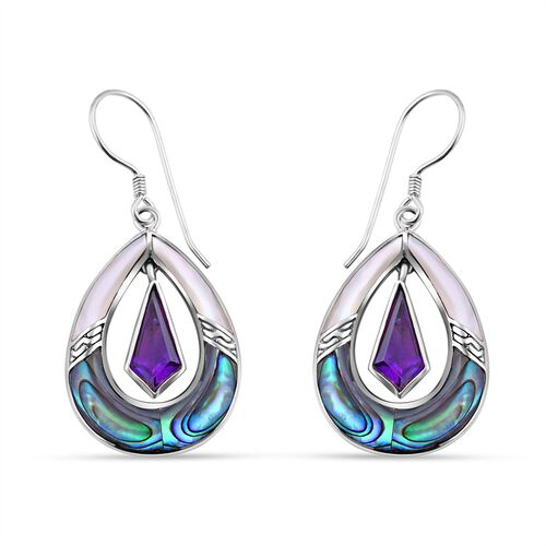 Royal Bali Kollektion- Afrikanische Amethyst und Abalone Muschel Ohrringe - 1,28 ct. image number 0