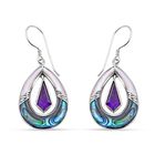 Royal Bali - Afrikanische Amethyst, Abalone Muschel Ohrringe 925 Silber
