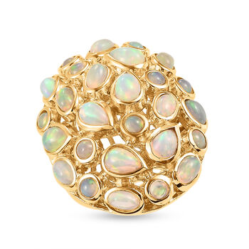 Nat&uuml;rlicher, &auml;thiopischer Opal-Ring, 925 Silber Gelbgold Vermeil  ca. 4,49 ct