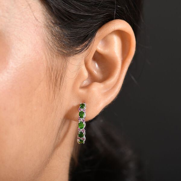 D'joy Natürlicher Chromdiopsid, Natürlicher Rhodolith Granat Ohrringe 925 Silber rhodiniert ca. 2.26 ct image number 3