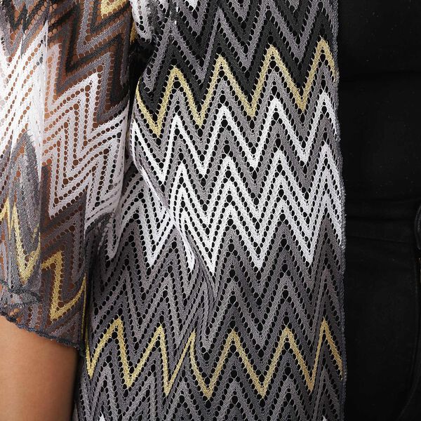 Geh&auml;kelter Kimono, Meshgewebe, Schwarz image number 4