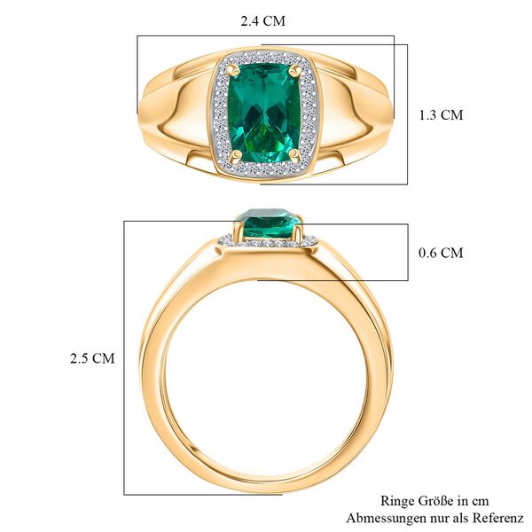 AAA Lab Created Kolumbianischer Smaragd, Lab Grown Diamant Ring 925 Silber 750 Gelbgold Vermeil (Größe 19.00) ca. 1,41 ct image number 6