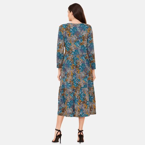 TAMSY - Damen bedrucktes Midikleid, Größe 40, Blau image number 1