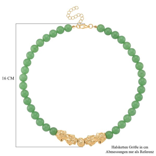 Gr&uuml;ner Aventurin Halskette, ca. 45 cm+3.75 cm Extender, vergoldet ca. 330.00 ct image number 5