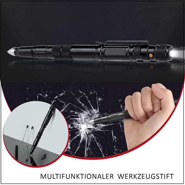 4 in 1 Multifunktionswerkzeug-Stift aus Aluminiumlegierung, Schwarz image number 1