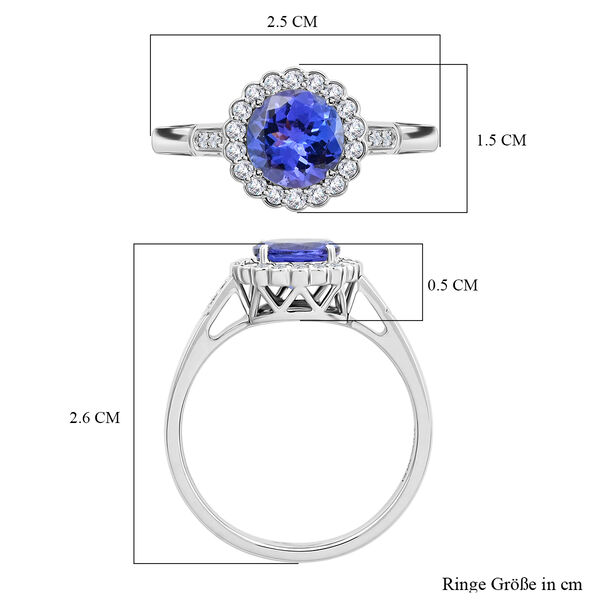 Rhapsody AAAA Tansanit, Wei&szlig;er Diamant Ring 950 Platin (Gr&ouml;&szlig;e 17.00) ca. 2,10 ct image number 6