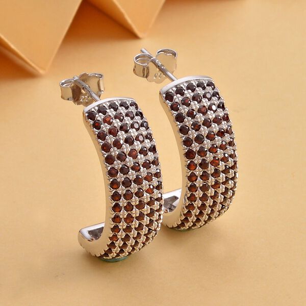 Rote Granat Ohrringe, 925 Silber rhodiniert ca. 0,84 ct image number 2