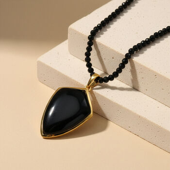 EVER TRUE AA Schwarzer Glasachat, Schwarzer Spinell Schmuckset ca. 50 cm ca. 71,00 ct.