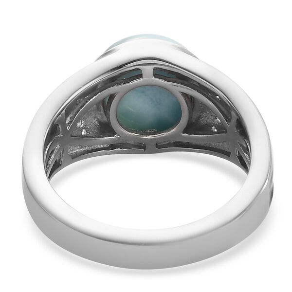 Larimar und Zirkon Solit&auml;r Ring 925 Silber Platin-&Uuml;berzug image number 5