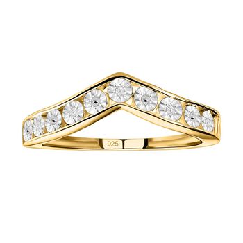 Wishbone Diamond Ring, 925 Silber vergoldet