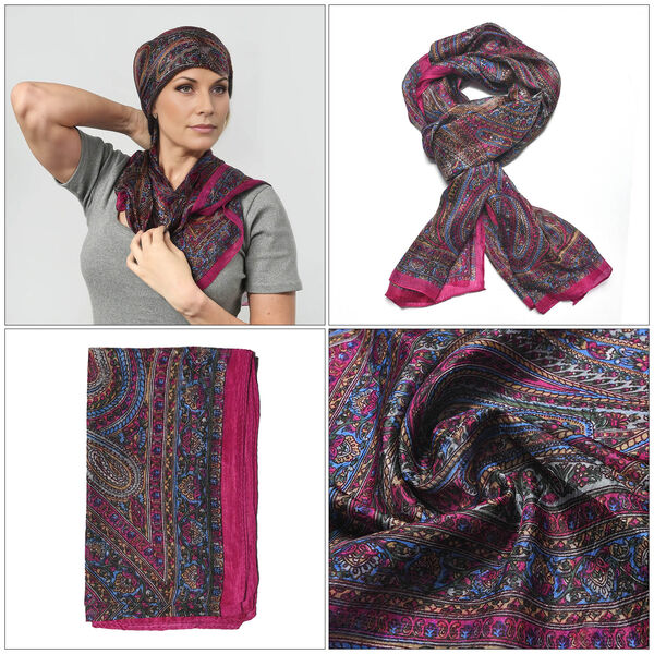 Eleganter Schal aus 100% Seide, Magenta image number 5