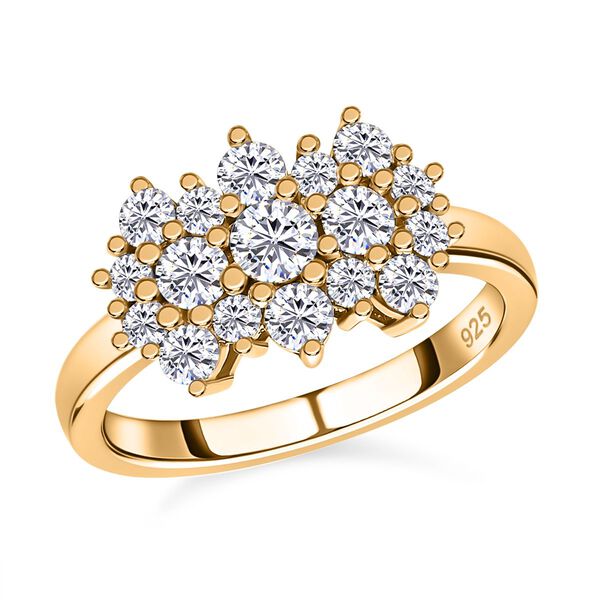 Moissanit Cluster Ring, 925 Silber mit Gelbgold Vermeil - 1 ct. image number 4