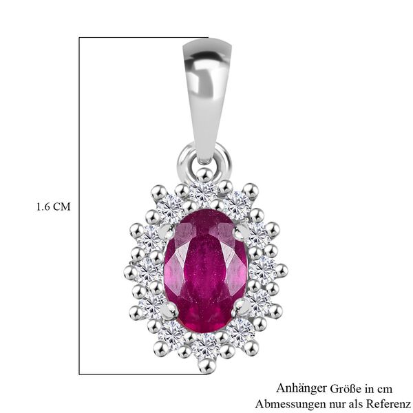 D'Joy Afrikanischer Rubin und Zirkon Halo Ring und Anhänger image number 13