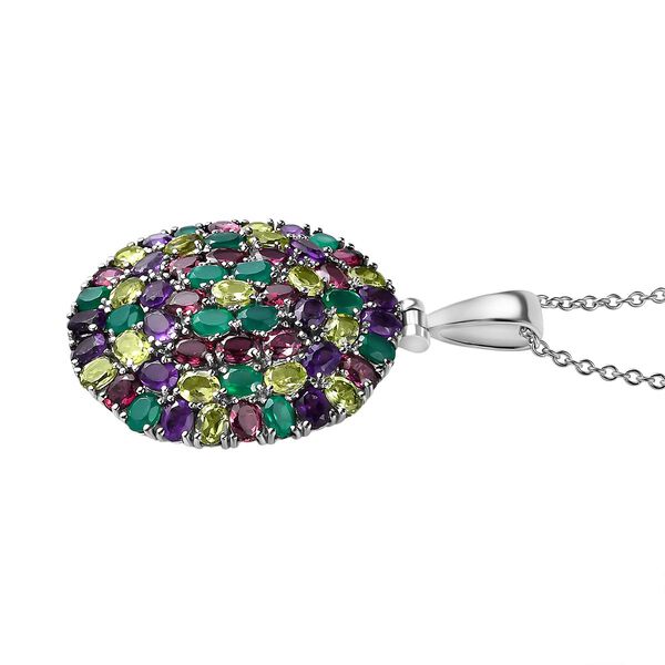 Rhodolith Granat, Afrikanischer Amethyst Anh&auml;nger mit Kette, Edelstahl ca. 9.44 ct image number 4