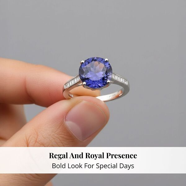 Rhapsody AAAA Tansanit, Wei&szlig;er Diamant Ring 950 Platin (Gr&ouml;&szlig;e 20.00) ca. 4,50 ct image number 4