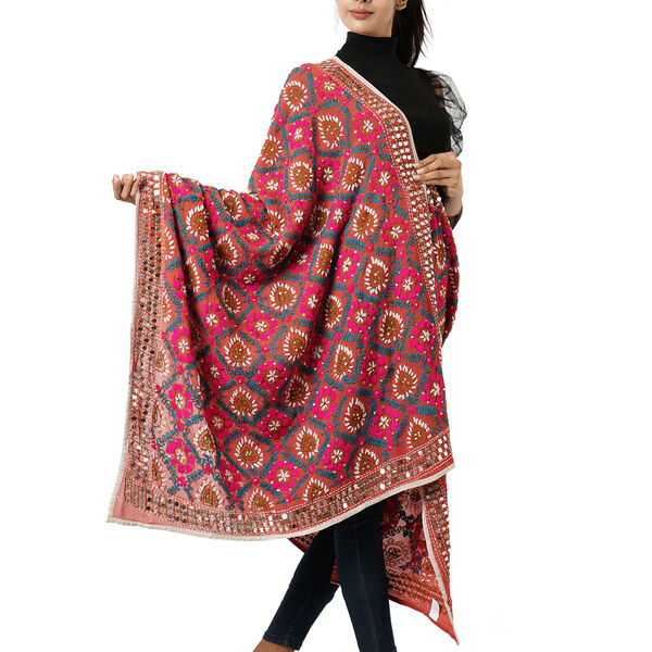 Bestickter, handgearbeiteter Schal aus Viskose, Mehrfarbig image number 1