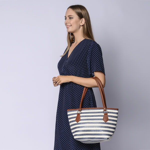 Handtasche f&uuml;r Damen, Blau und Wei&szlig;