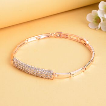 Wei&szlig;es Zirkonia-Armband, ca. 19 cm, Ros&eacute;farben