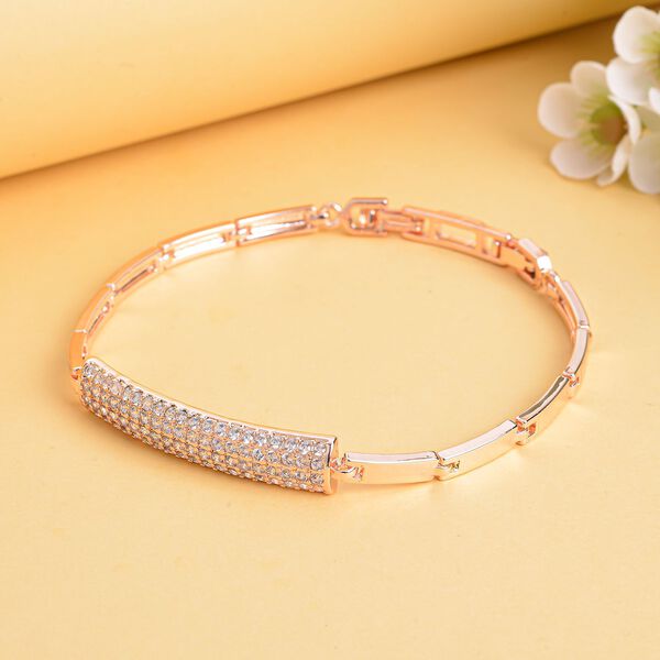 Weißes Zirkonia-Armband, ca. 19 cm, Roséfarben image number 2