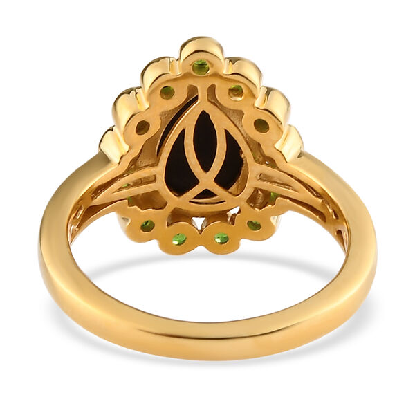 Ammolit und Nat&uuml;rlicher Chromdiopsid Ring 925 Silber vergoldet  ca. 1,75 ct image number 6