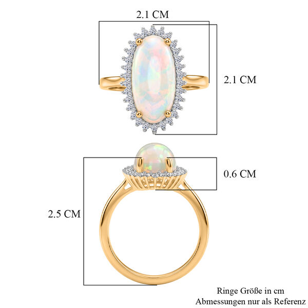 LUXURIANT - AAA Nat&uuml;rlicher, &auml;thiopischer Welo Opal, Lab Grown Diamant Ring 925 Silber 750 Gelbgold Vermeil (Gr&ouml;&szlig;e 20.00) ca. 3.77 ct image number 5