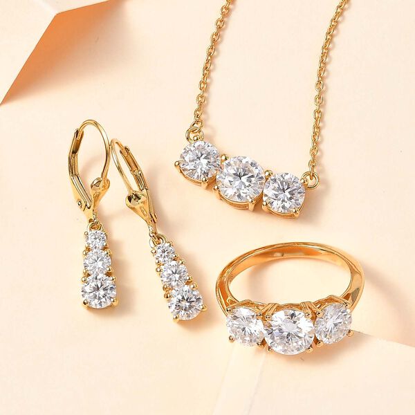Moissanit Schmuckset, 925 Silber Gelbgold Vermeil - 7,19 ct. image number 5