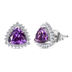 LUXURIANT DIAMOND- zertifiziert und geprüft AAA Labor Lila Saphir und Labor Diamant Ohrringe in 417 Weißgold - 0,27 ct.
