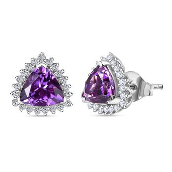 LUXURIANT DIAMOND- zertifiziert und gepr&uuml;ft AAA Labor Lila Saphir und Labor Diamant Ohrringe in 417 Wei&szlig;gold - 0,27 ct.