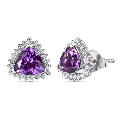 LUXURIANT DIAMOND - AAA Lab Grown Lila Saphir, Lab Grown Diamant Ohrringe 417 Gold ca. 0.27 ct