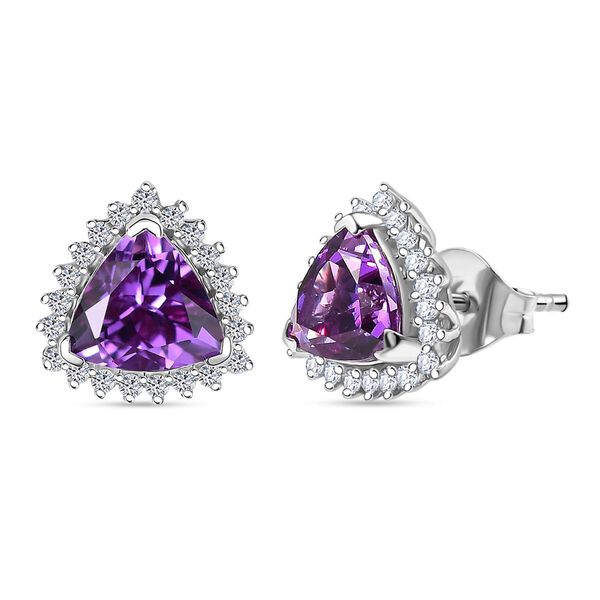 LUXURIANT DIAMOND- zertifiziert und gepr&uuml;ft AAA Labor Lila Saphir und Labor Diamant Ohrringe in 417 Wei&szlig;gold - 0,27 ct.