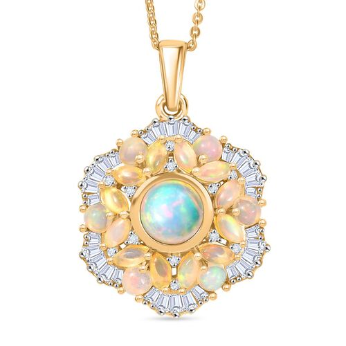 Ballerina Bloom AA Natürlicher, äthiopischer Welo Opal, Moissanit Schmuckset 925 Silber 750 Gelbgold Vermeil ca. 3.11 ct image number 0