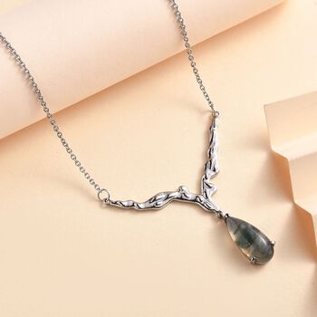 Moosachat Halskette, 45 cm - 5,67 ct.