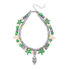 2er Set - Weißer Howlit, Grüner Howlit Schmuck Zubehör ca. 23 cm Antik-silber-Plattierung ca. 60.35 ct