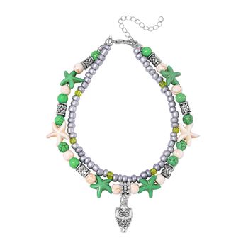 2er Set - Wei&szlig;er Howlit, Gr&uuml;ner Howlit Schmuck Zubeh&ouml;r ca. 23 cm Antik-silber-Plattierung ca. 60.35 ct