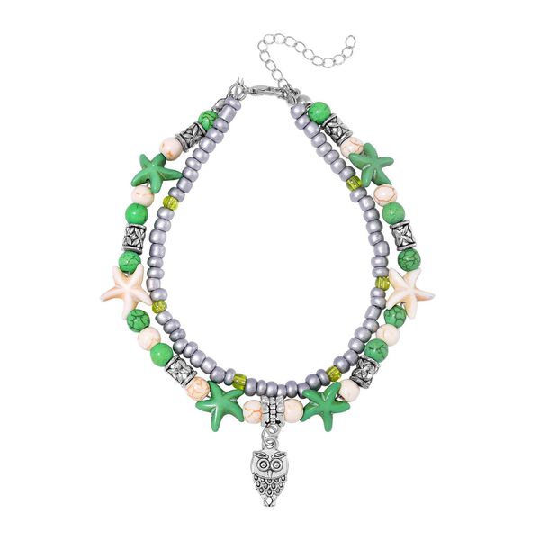 2er Set - Wei&szlig;er Howlit, Gr&uuml;ner Howlit Schmuck Zubeh&ouml;r ca. 23 cm Antik-silber-Plattierung ca. 60.35 ct