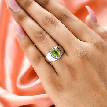 Peridot und wei&szlig;er Zirkon-Ring - 1,40 ct.