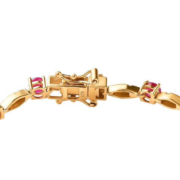 Afrikanischer Rubin (Fissure gefüllt) Armband ca. 19 cm 925 Silber vergoldet ca. 6.45 ct image number 4