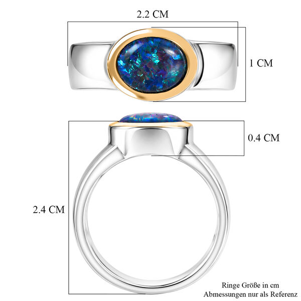 D'Joy AAA Boulder Opal Triplette Ring 925 Silber Rhodiniert und 750 Gelbgold Vermeil (Gr&ouml;&szlig;e 17.00) ca. 1,22 ct image number 6