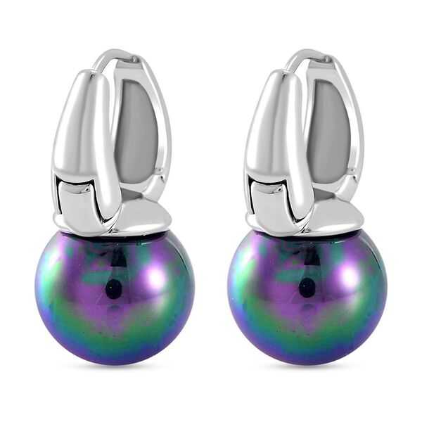 Pfaufarbene Muschelkernperle Ohrringe image number 5