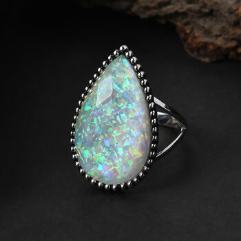 Sajen Silber-Opal Dublett Ring 925 Silber rhodiniert (Gr&ouml;&szlig;e 20.00) ca. 18.89 ct